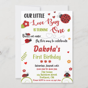 Ladybug 1ère invitation d'anniversaire Fille fille