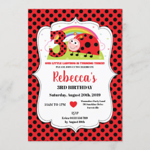 Ladybug 3e anniversaire Invitations Girl