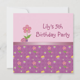 Ladybug 5e anniversaire fête Pink Invitation