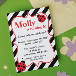 Ladybug Anniversaire Invitation