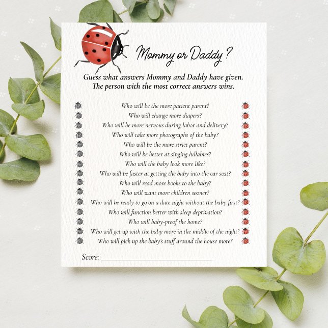 Ladybug Baby shower Devine Qui Maman ou Papa Jeu (Créateur téléchargé)