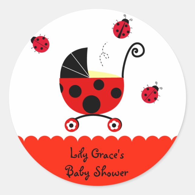 Ladybug Baby shower Favoriser les autocollants Éti (Devant)