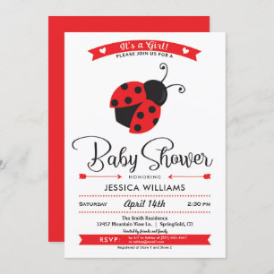 Ladybug Baby shower Invitation fille