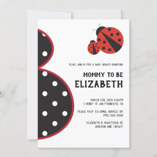 Ladybug baby shower invitation silhouette enceinte