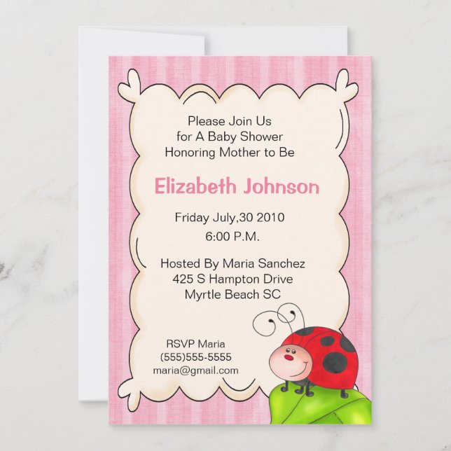 Ladybug Baby Shower Invitations (Devant)