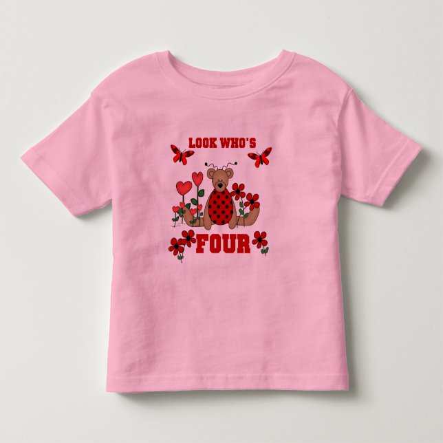 Ladybug Bear 4th Birthday Tshirts et cadeaux (Devant)