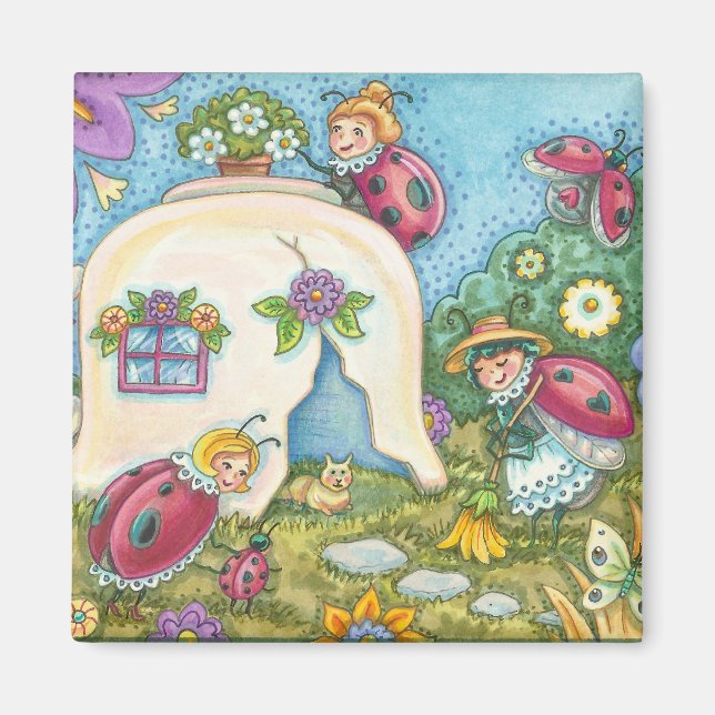 Ladybug Cottage Carré MAGNET (Devant)