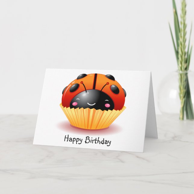 Ladybug Cupcake carte d'anniversaire (Devant)