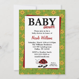 Ladybug Daisies Invitations De Douche Pour Bébé
