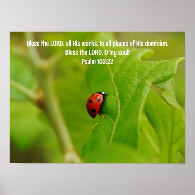 Ladybug dans la Bible Feuille Verse Art Poster (Devant)