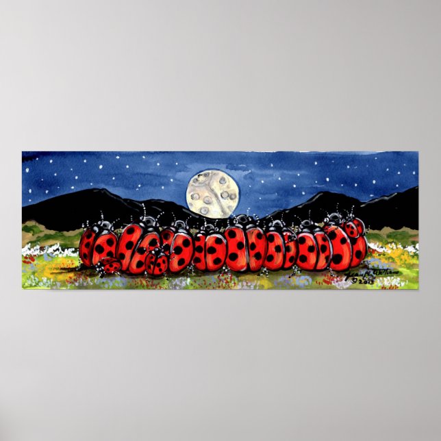 Ladybug Family Watch Moon Stars Night Navy Poster (Devant)