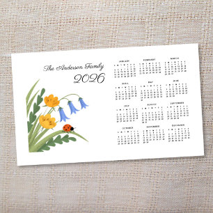 Ladybug Floral Botanical Bluebells Calendrier 2026