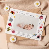 Ladybug Girl Baby Photo Faire-part de naissance