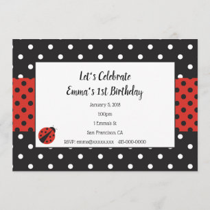 Ladybug Invitation pour l'anniversaire ou le Baby