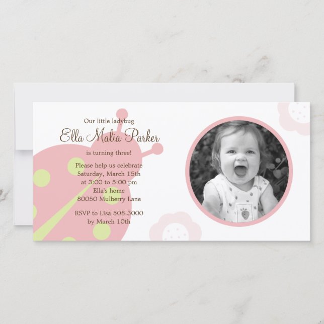 Ladybug Photo Anniversaire Invitation (Devant)