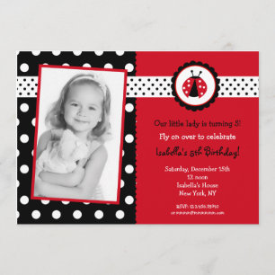 Ladybug Photo Invitations Fête d'anniversaire Jeun