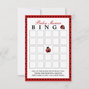 Ladybug Polka Dot Baby shower Cartes de Bingo