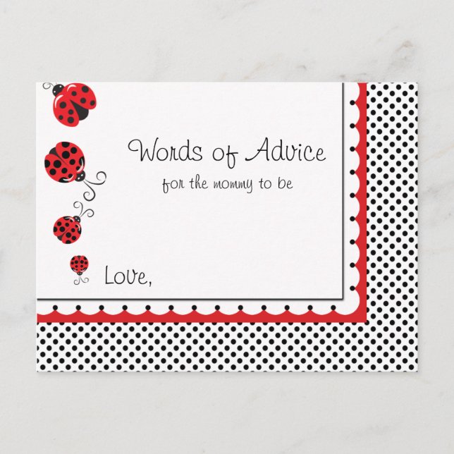 Ladybugs et carte de conseil pour maman Pois (Devant)