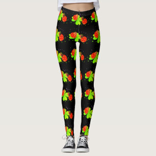 Ladybugs sur Leggings noirs Motifs Shamrocks