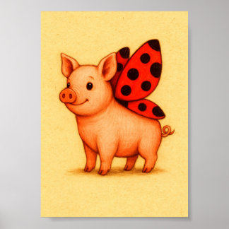 Ladypig décoration murale, Ladybug ailes Pig