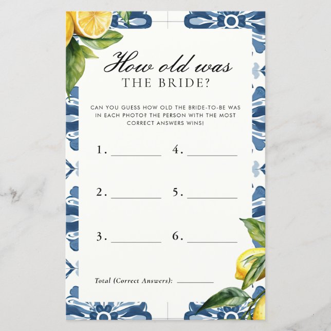 L'âge de la mariée Positano Fête des mariées jeu (Devant)