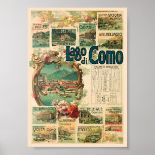 Lago di Como Italie Affiche Vintage 1893