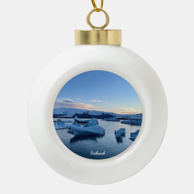 lagon de glacier d'Islande - ornement de Noël en c (Devant)