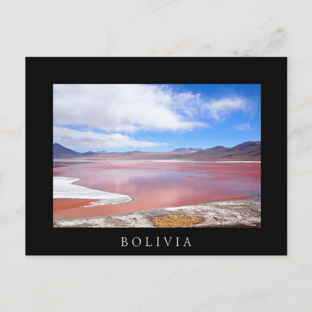Lagon rouge en Bolivie carte postale en texte noir (Devant)