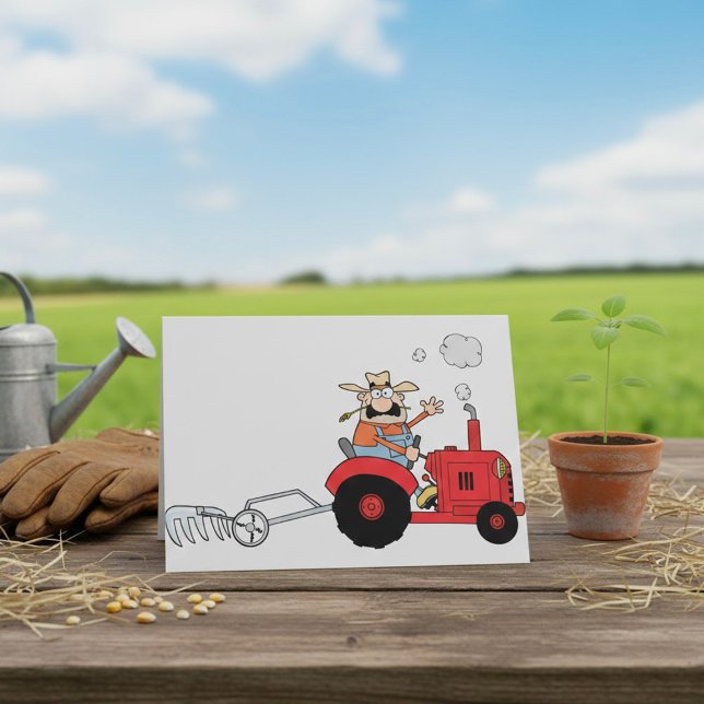 L'Agriculteur Sur Une Cartes De Voeux Tracteur (Créateur téléchargé)