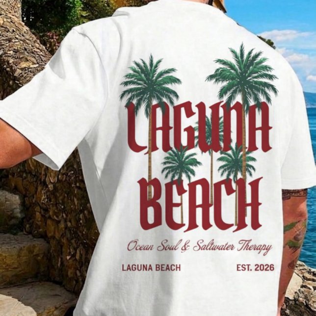 Laguna Beach California Surf Palms Graphic T-Shirt (Ocean Soul & Saltwater Therapy)