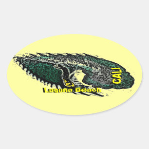 Laguna Beach California surfer vagues art stickers
