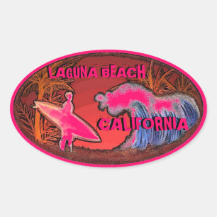 Laguna Beach Californie stickers art surfer rose