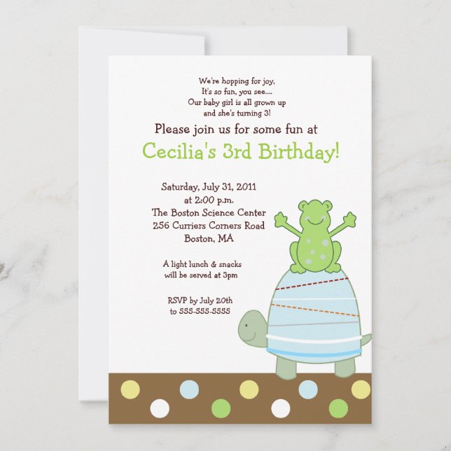 Laguna Frog & Turtle 5x7 Invitation d'anniversaire (Devant)