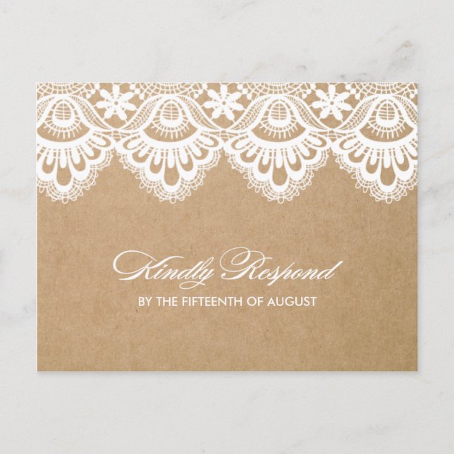 LAINE RUSTIQUE | CARTE POST RSVP MARIAGE (Devant)