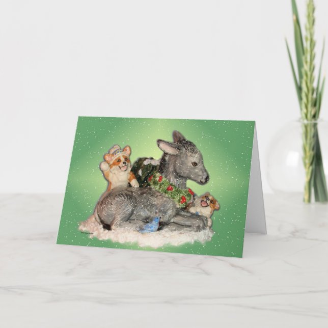 Laisse-le neiger ! Carte de Noël Corgis & Donkey (Devant)