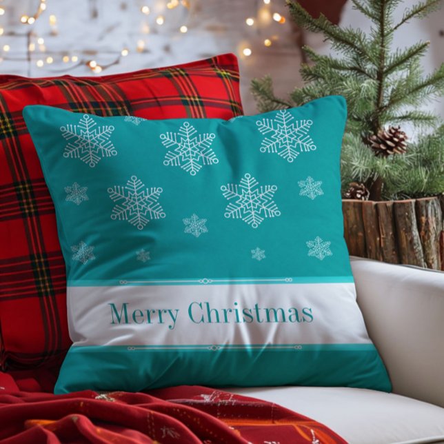 Laisser la neige Coussin de vacances, Aqua (Aqua Let it Snow Holiday Throw Pillow)