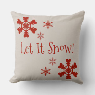Laisser la neige Red Snowflakes Coussin
