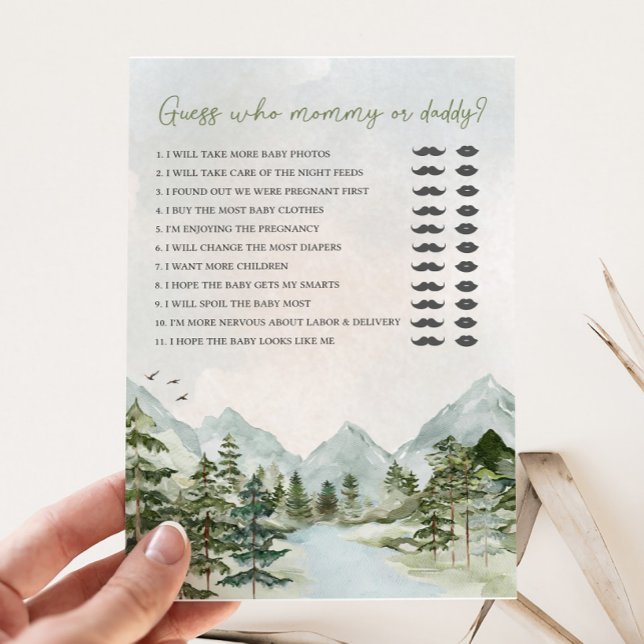 Laisser l'aventure commencer Baby shower Devinez q (Let the Adventure Begin Baby Shower Game)