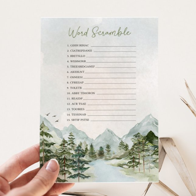 Laisser l'aventure commencer Baby shower Scramble  (Let the Adventure Begin Baby Shower Scramble Game)