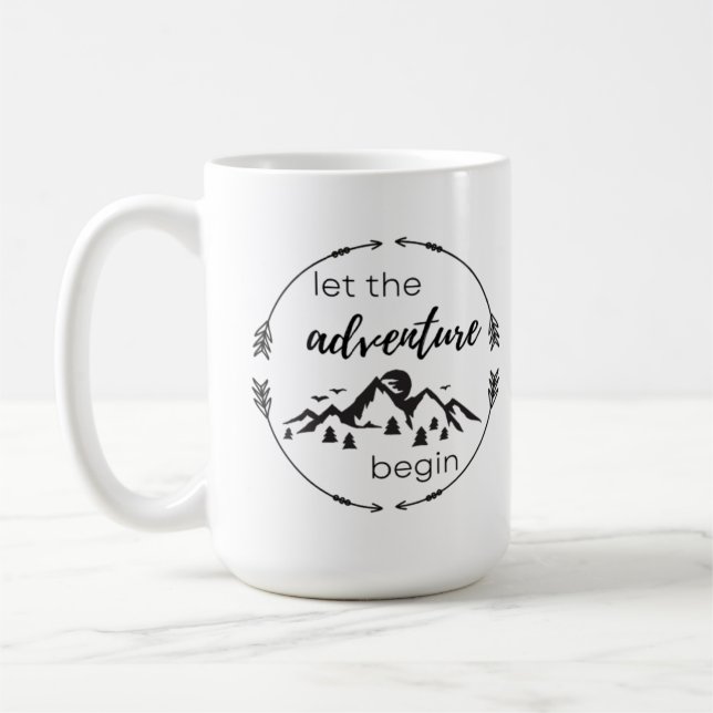 Laisser l'aventure commencer la Mug - noir et blan (Gauche)