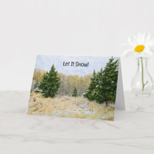 Laisser Neige Nature Arbres Noël Carte de Noël