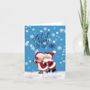 Laisser Neiger M. & Mme Claus Carte de Noël pliée