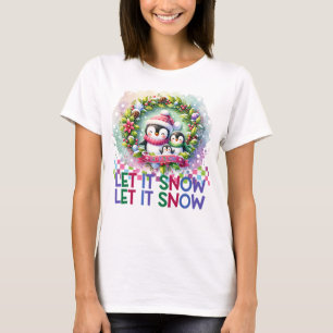 Laisser neiger Penguin Famille T-shirt Noël