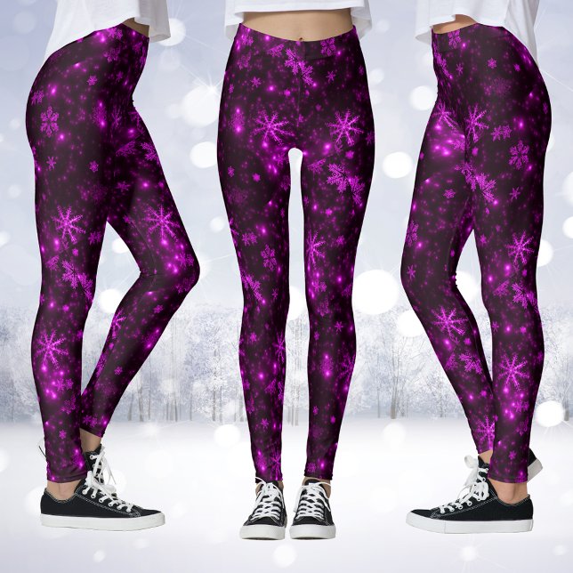 Laisser neiger Profond Violet Snowflakes Leggings (Let it Snow Deep Purple Snowflakes Leggings)