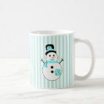 Laisser neiger, Snowman Christmas Coffee Mug<br><div class="desc">Laisser la neige,  Snowman Christmas Coffee Mug rayures turquoises</div>