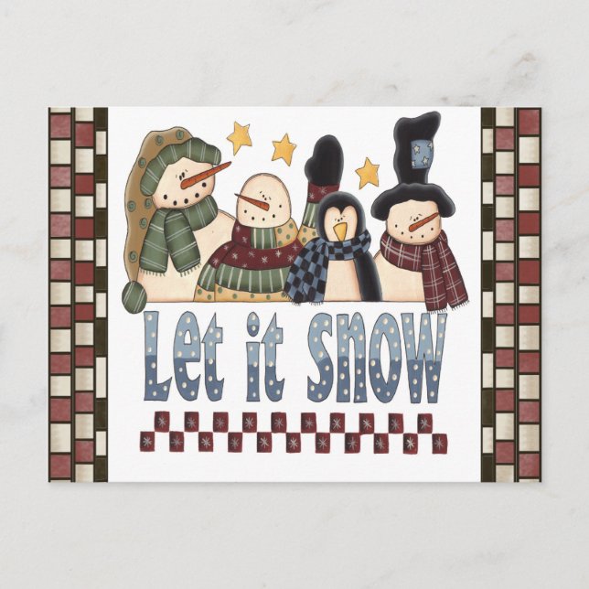 Laisser neiger Snowmen Carte Postale (Devant)