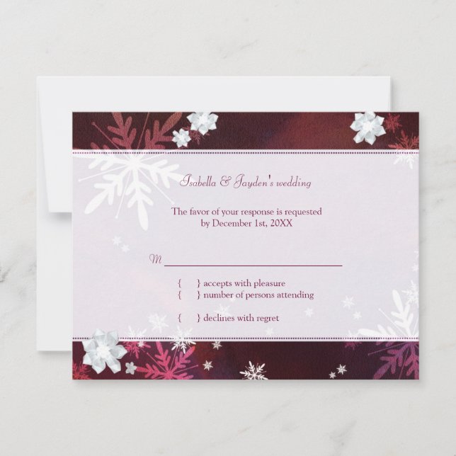 Laisser neiger Stylish Winter Bling Wedding RSVP (Devant)