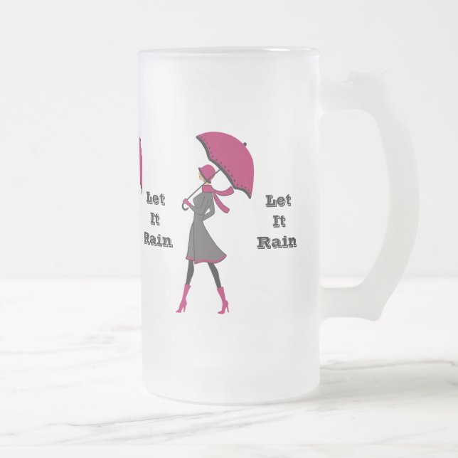 Laisser Pluie Lady Frosted 16 oz Frosted Glass Mug (Droit)