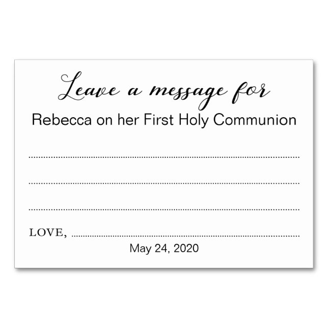 Laisser Un Message Communion Baptême Carte Christe (Devant)