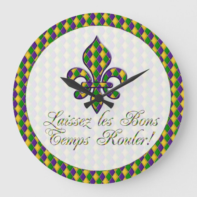 Laissez les Bons Temps Rouler ! Horloge Mardi Gras (Recto)